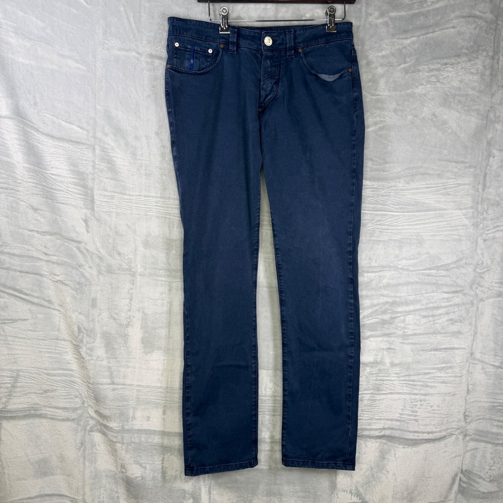 Barba Napoli Jomud Collection Jeans Mens 34 Navy Blue Straight Leg Button Fly